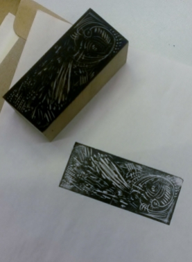 A classmate's practice block and print
